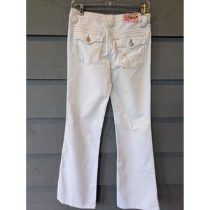 Aeropostale Jeans Womens 3/4 White Corduroy Bootcut Low Rise 30x30 Juniors Y2K